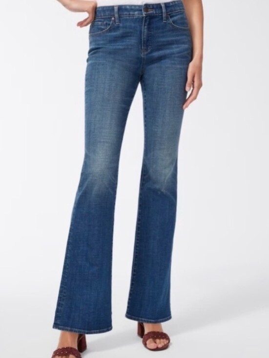 Chico's Denim - Chico's So Slimming Girlfriend‎ Flare Jeans Blue Denim Size 12P Medium Wash
